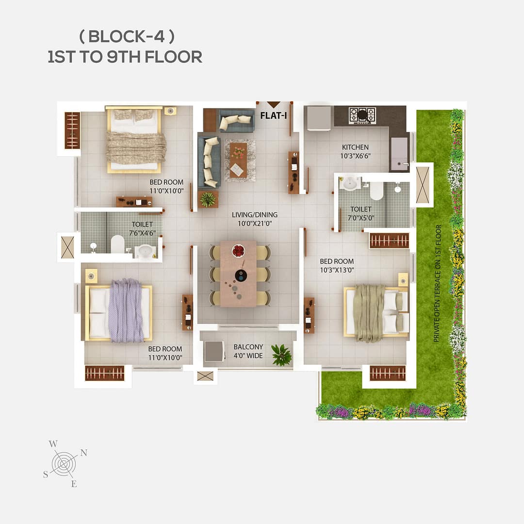 3 bhk flats in newtown kolkata floor plans - Chitrakut Heights phase 2