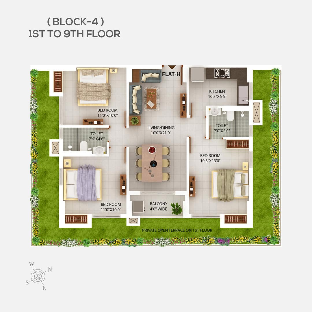 3 bhk flats in newtown kolkata floor plans - Chitrakut Heights phase 2