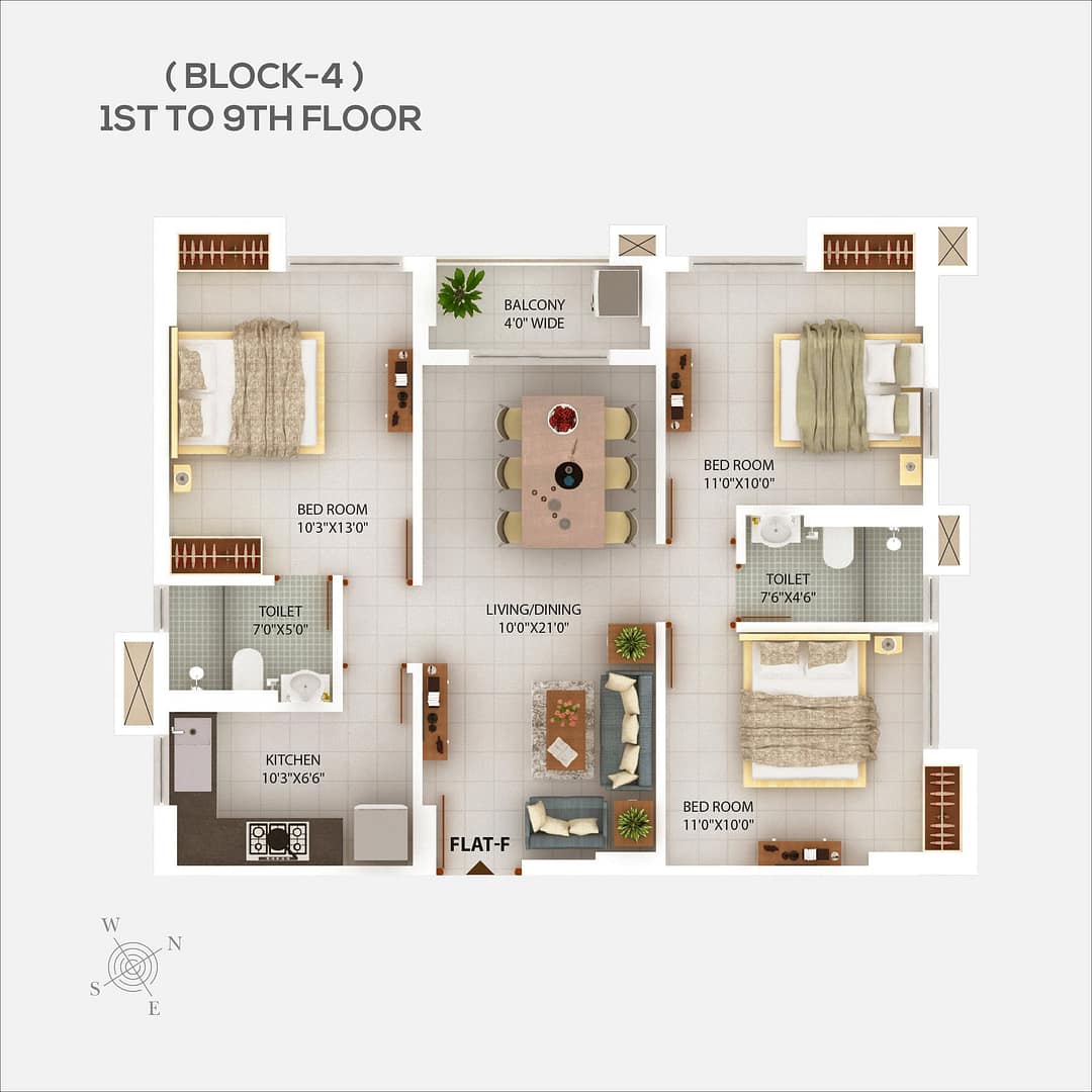 3 bhk flats in newtown kolkata floor plans - Chitrakut Heights phase 2