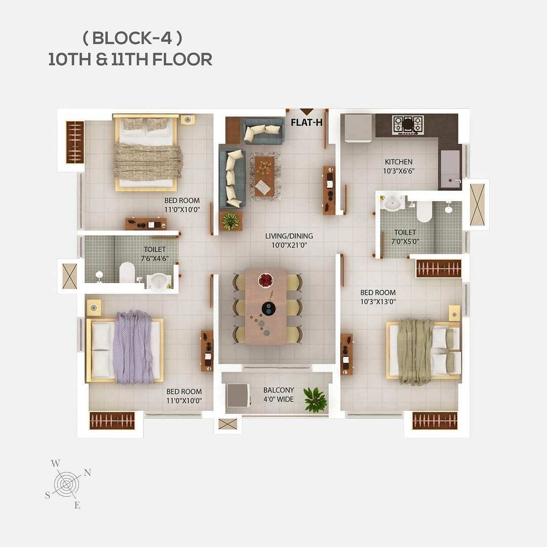 3 bhk flats in newtown kolkata floor plans - Chitrakut Heights phase 2